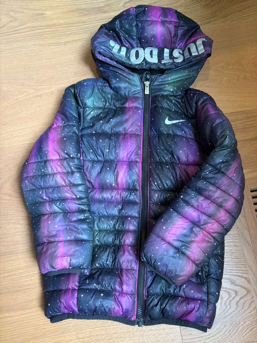 Nike Kids Galaxy-Print Puffer Jacket in Purple and Blue